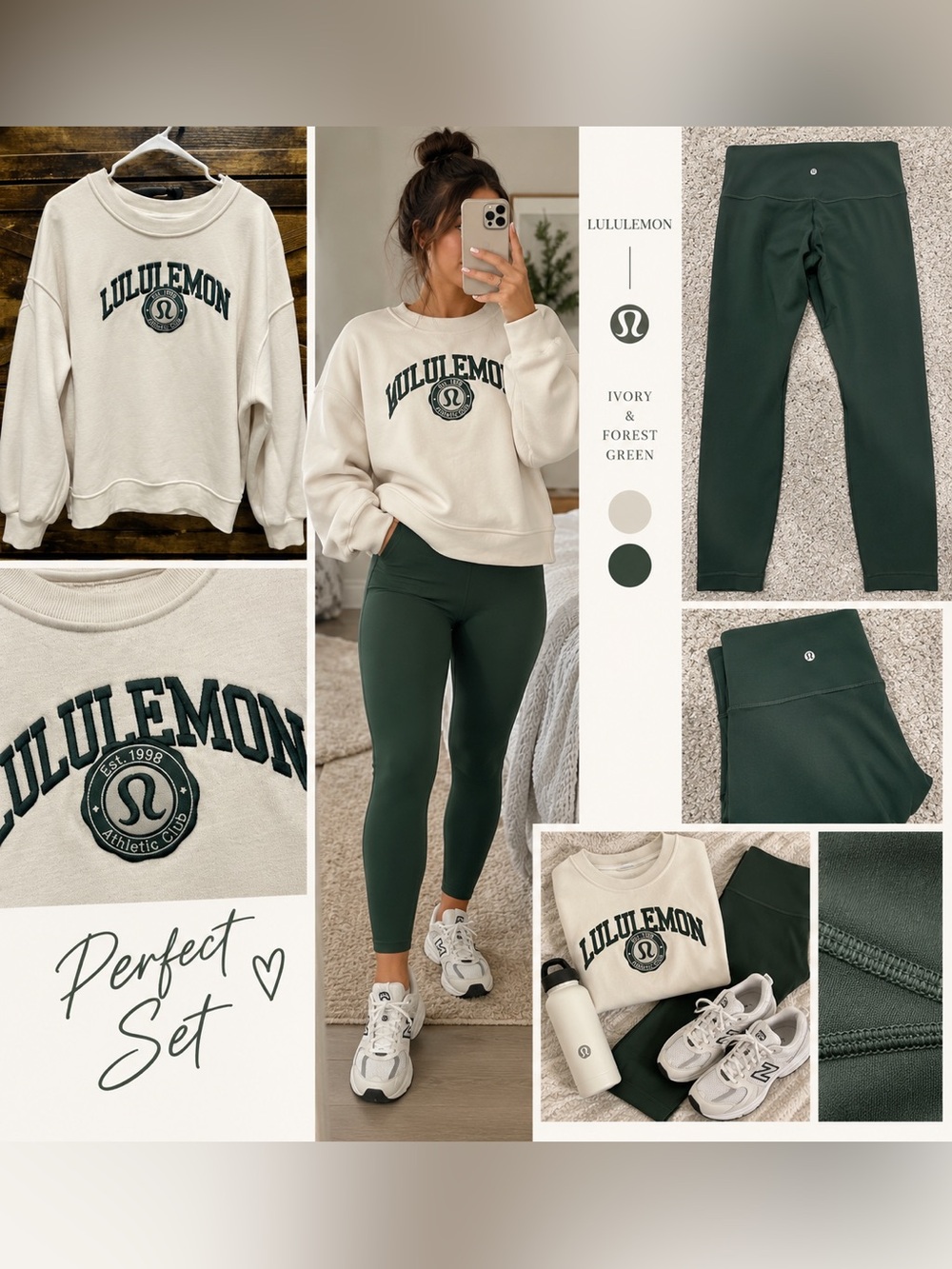 Lululemon Perfectly Oversized Crew Graphic Athletic Club + Matching Leggings Set